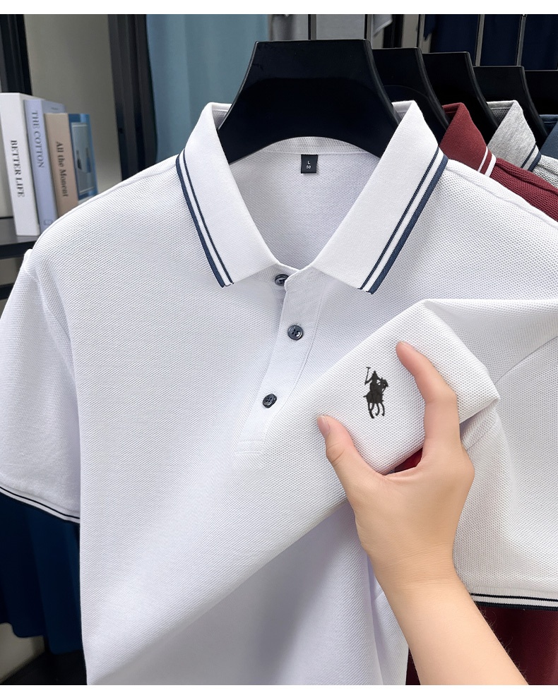 Polo Shirt Pique - Kemeja Polo Kerah Bergaris Musim Panas,