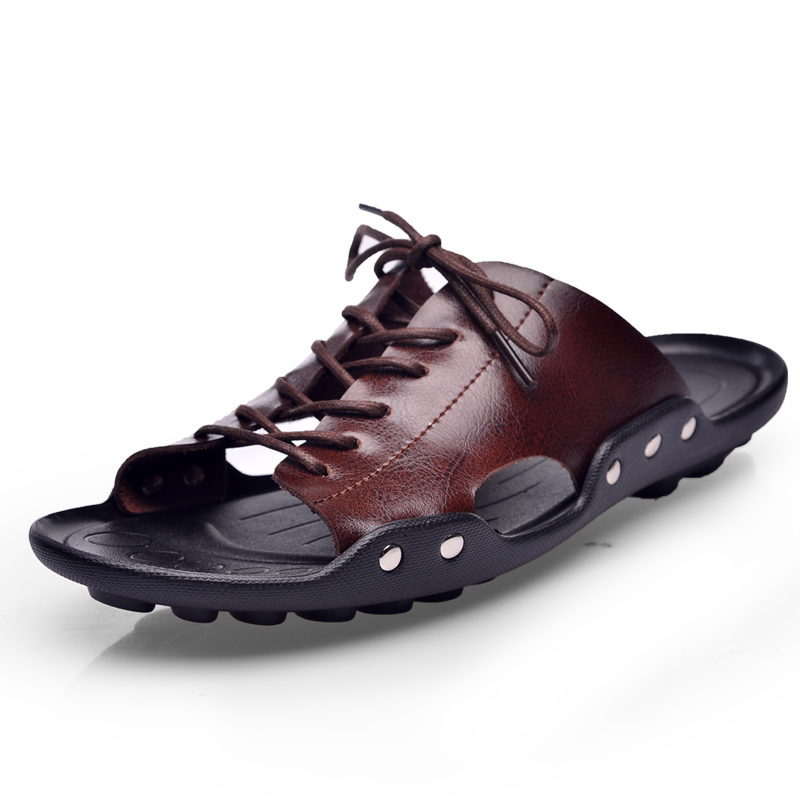 Flip Flop Leather Men - Sandal Pria Summer Tide, Sandal Pria