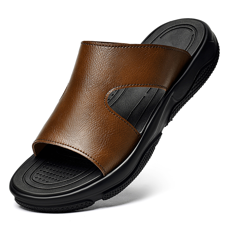 Flip Flop Leather Men - Sandal Geser Kulit Pria Sol Tebal