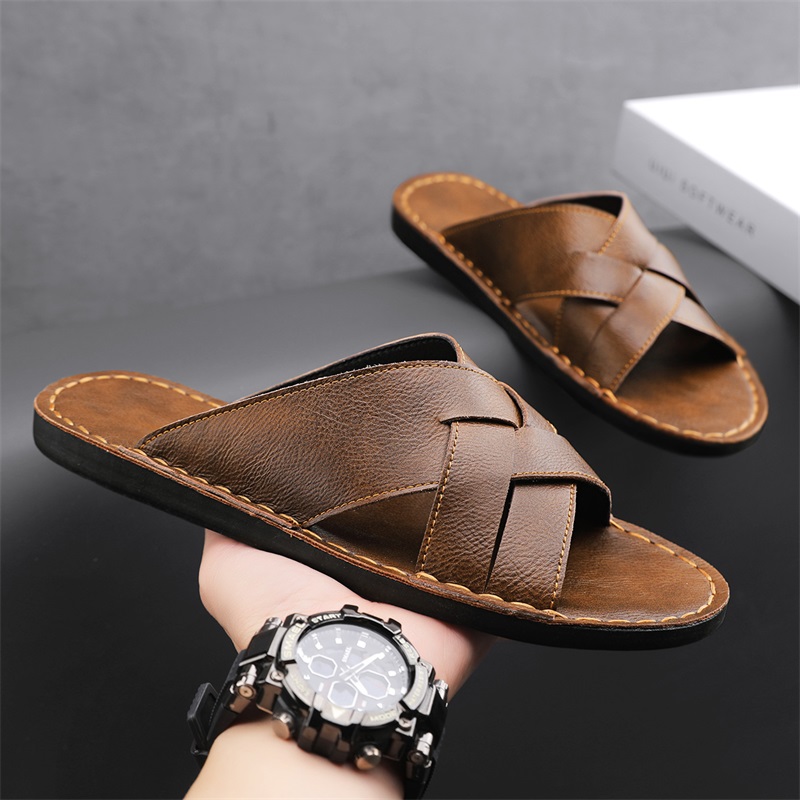 Flip Flop Leather Men - Sandal Kasual Pria Kulit Asli Sandal