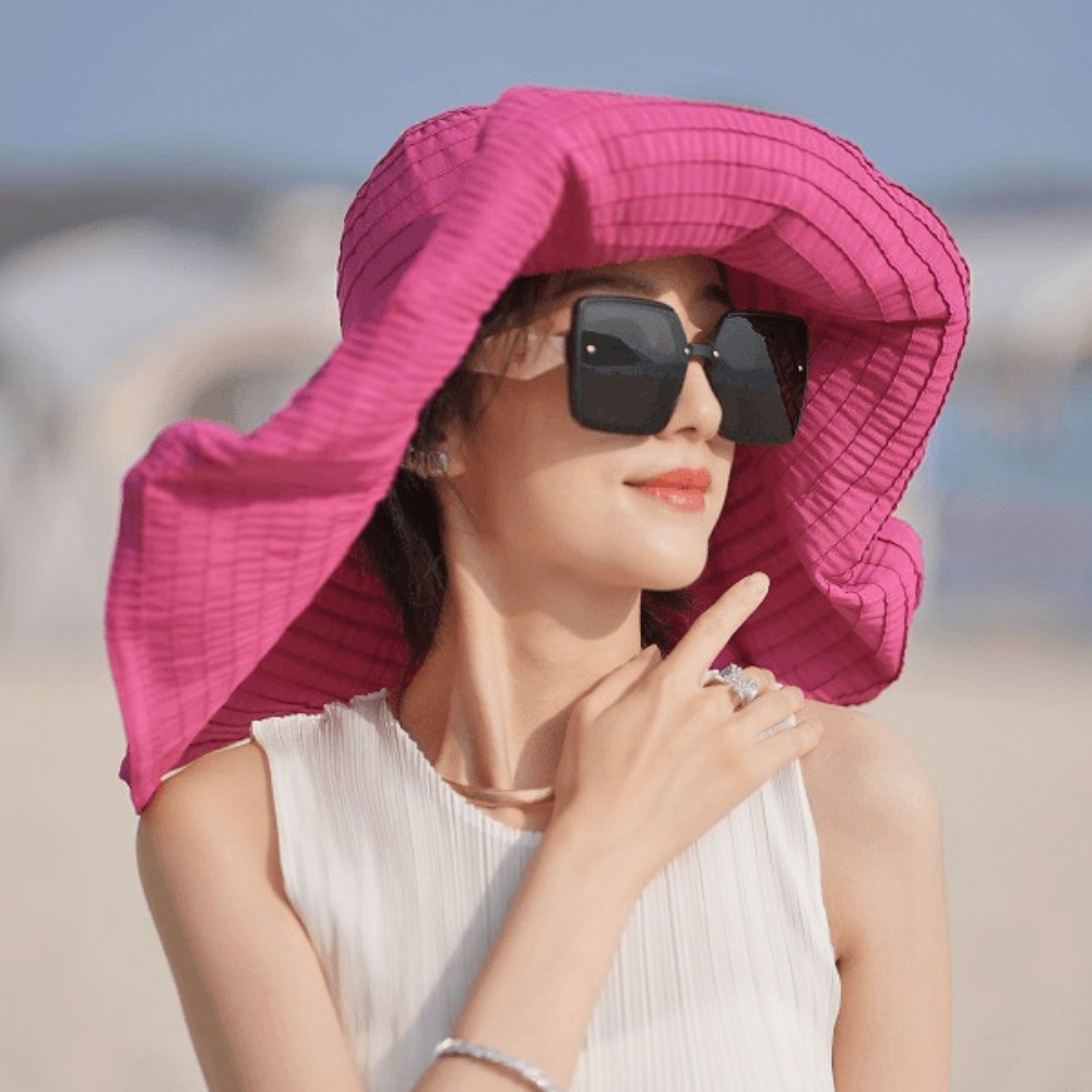 Packable Hat Nylon - Topi Lipat Wanita dengan Ikat Pinggang,