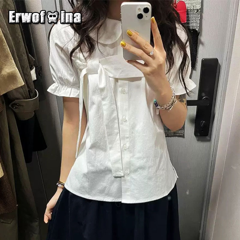 Shirt Camp Collar - Erwofeina Kemeja Wanita Gaya Preppy Kerah
