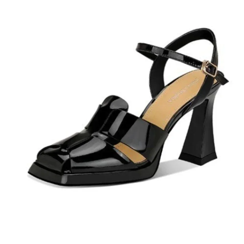 Casual Sandal Leather - Sandal Hak Tinggi Wanita Sandal Romawi
