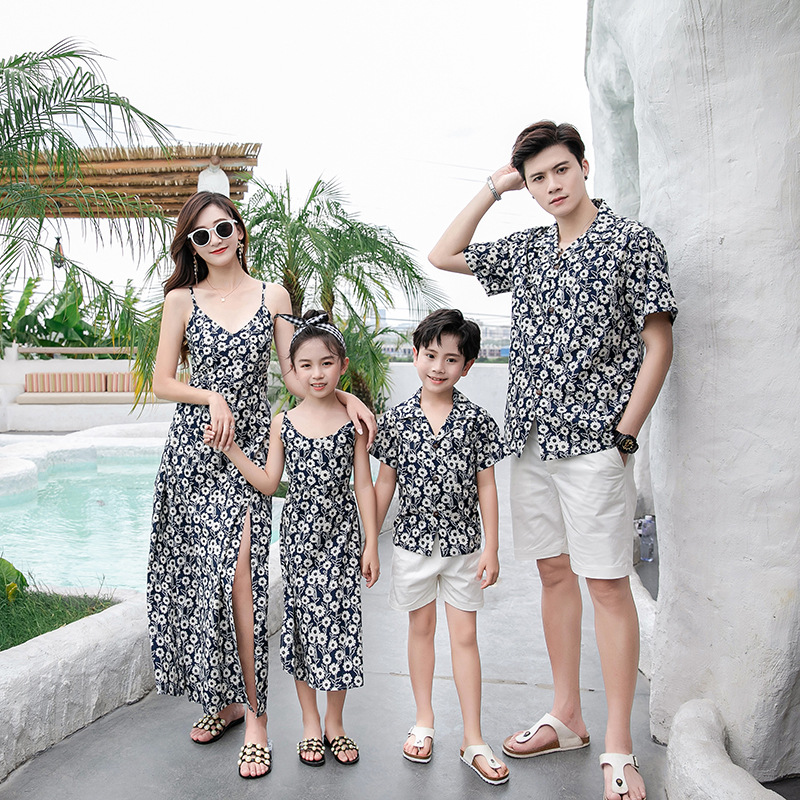 Resort Shirt Floral - Pakaian Keluarga Seragam Motif Bunga, Gaun