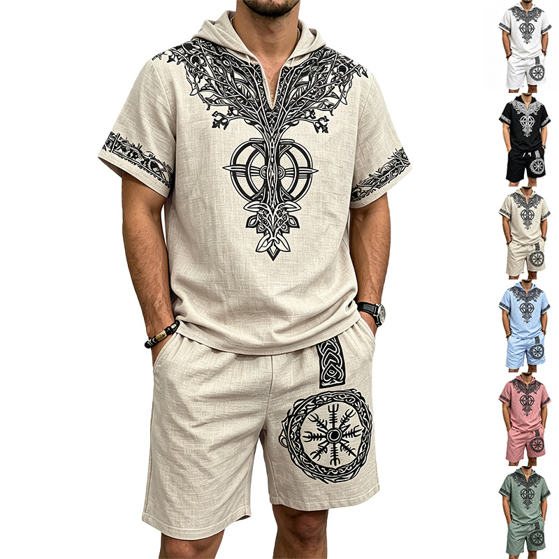 Short Linen Drawstring - Setelan Musim Panas 2 Potong: Atasan
