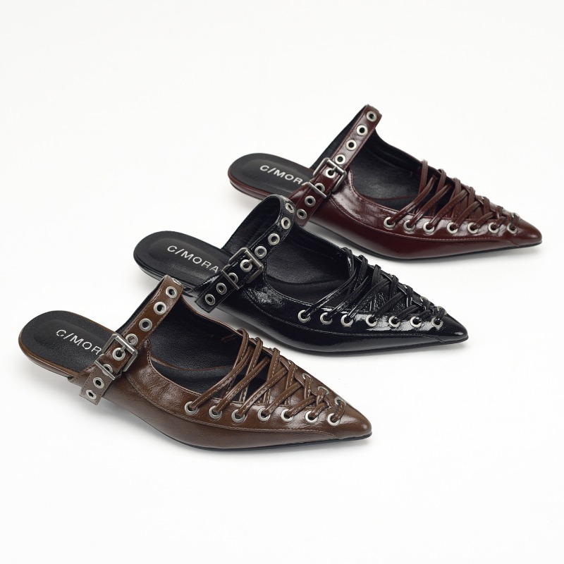 Casual Sandal Leather - Sandal Wanita Bertali Ujung Runcing, Sepatu