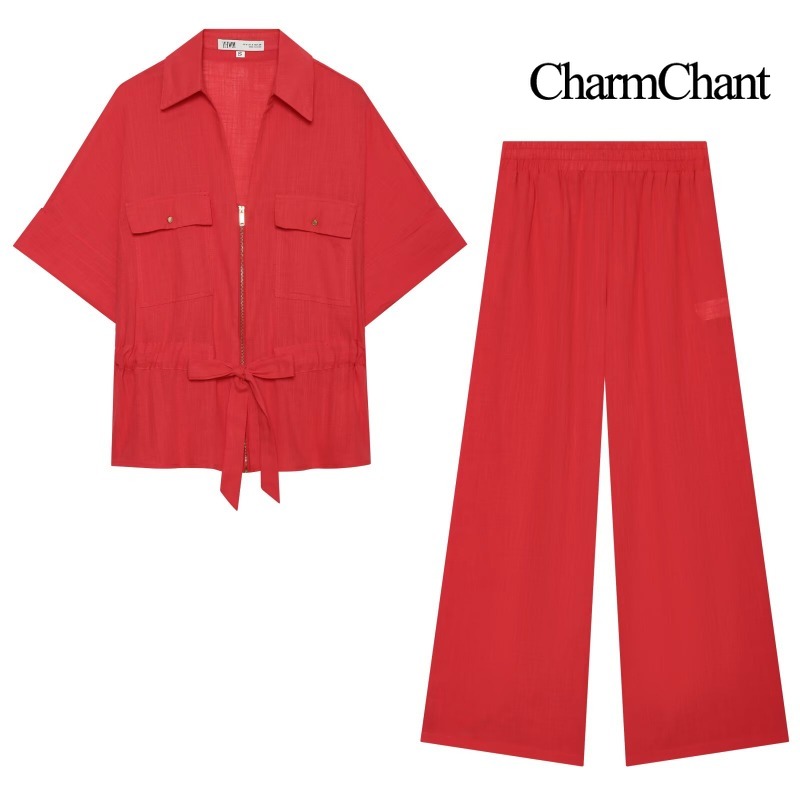 CHARMCHANT Setelan Dua Potong  - Short Linen Drawstring ulasan dan harga