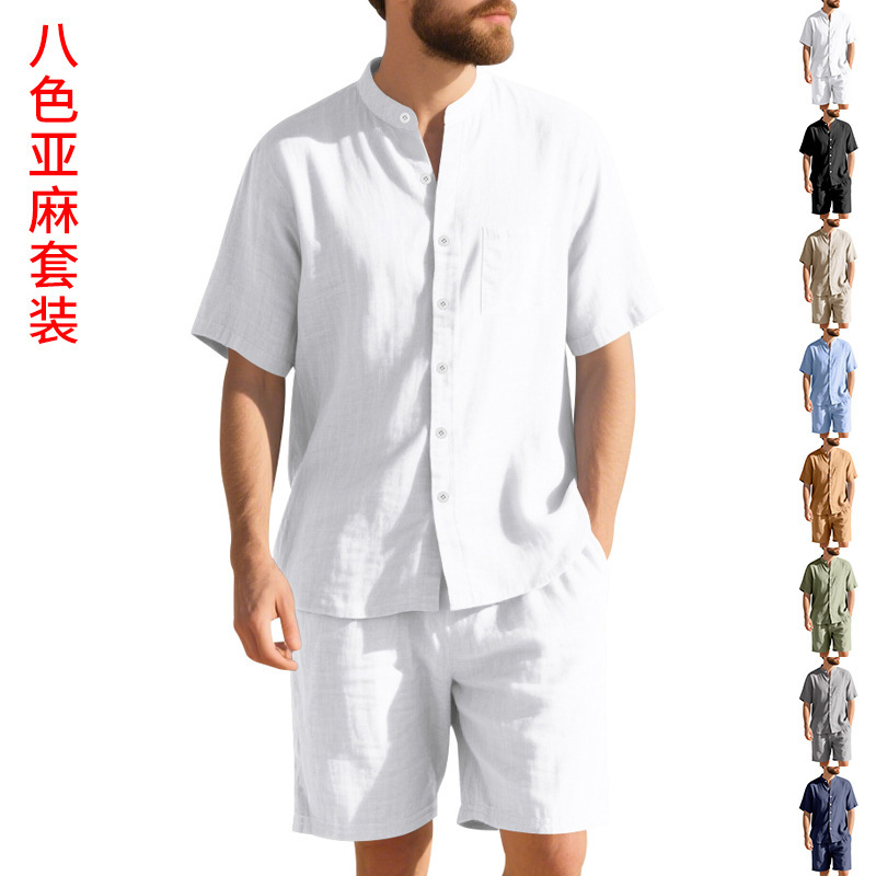 Setelan Linen Pria Musim Panas - Linen Shirt Breathable ulasan dan harga