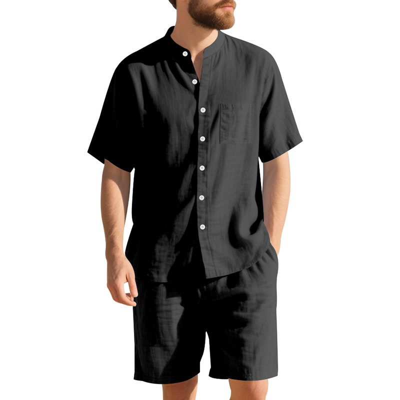 Setelan Linen Pria Musim Panas - Linen Shirt Breathable ulasan dan harga