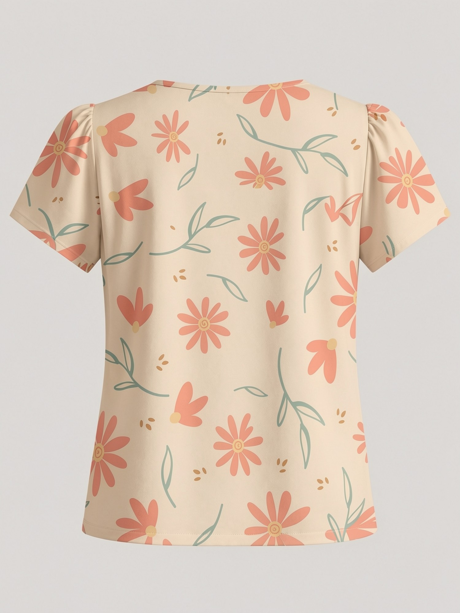Kaos Wanita Elegan Kerah Bulat - Resort Shirt Floral ulasan dan harga