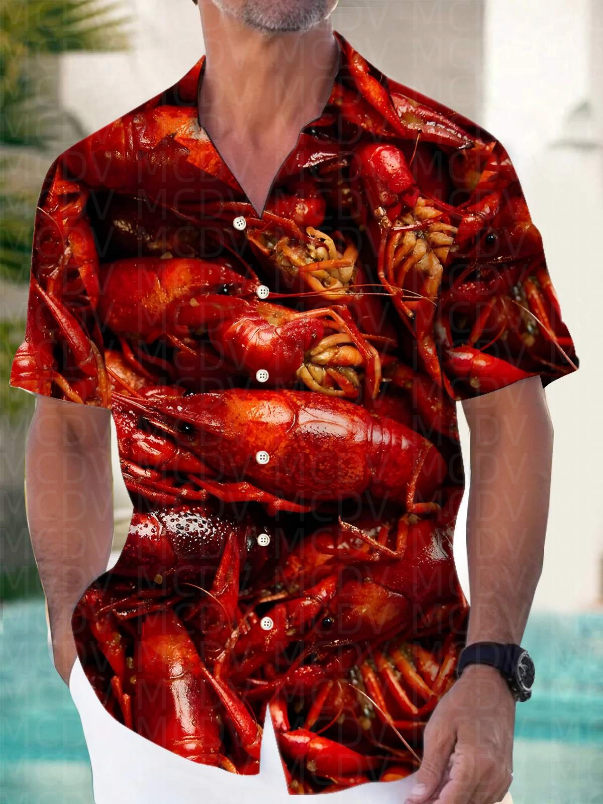 Kemeja Hawaii Pria Motif Makan - Shirt Camp Collar ulasan dan harga