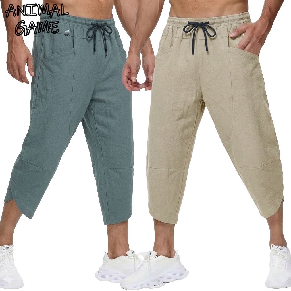 Celana Pendek Kasual Linen Pri - Short Linen Drawstring ulasan dan harga
