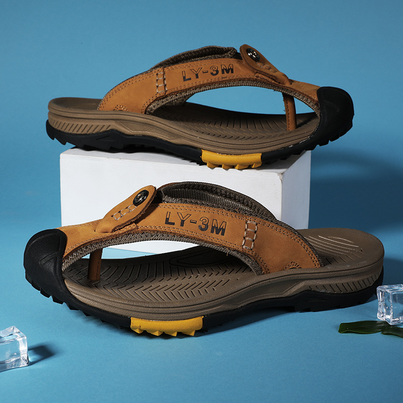 Sendal Jepit Kulit Asli Pria B - Flip Flop Leather Men ulasan dan harga