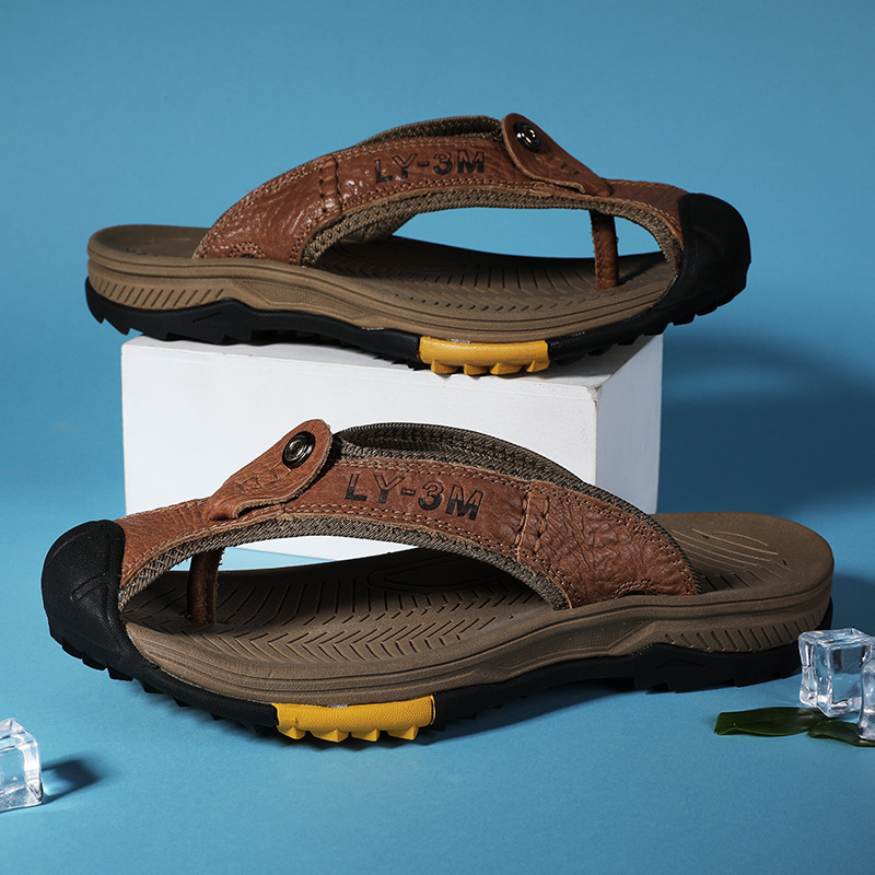 Sendal Jepit Kulit Asli Pria B - Flip Flop Leather Men ulasan dan harga