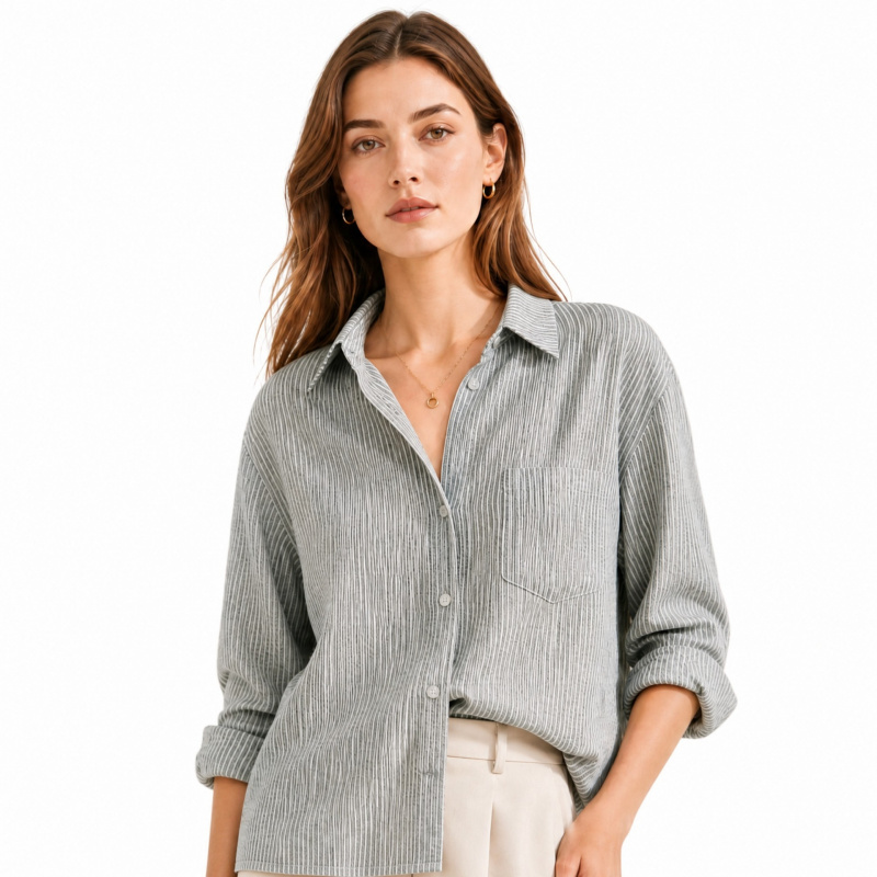Kain katun-linen bergaris halu - Linen Shirt Breathable ulasan dan harga