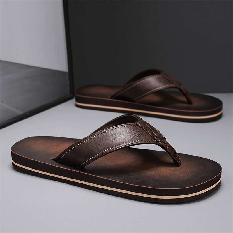 Sandal Jepit Kulit Imitasi Vin - Flip Flop Leather Men ulasan dan harga