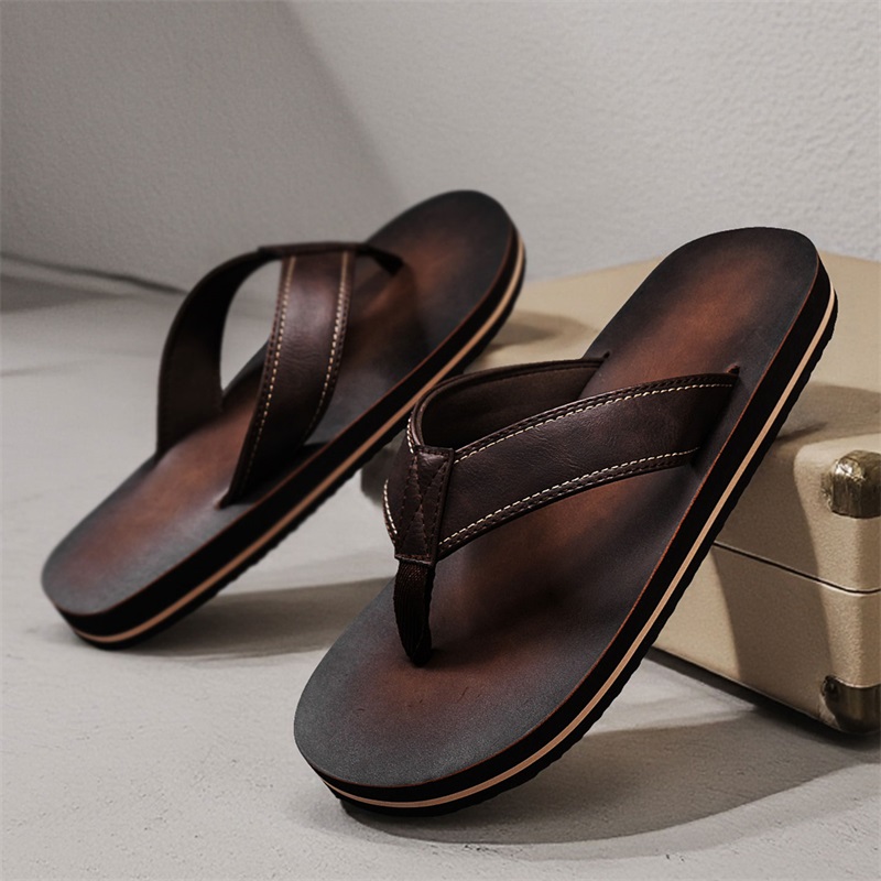Sandal Jepit Kulit Imitasi Vin - Flip Flop Leather Men ulasan dan harga