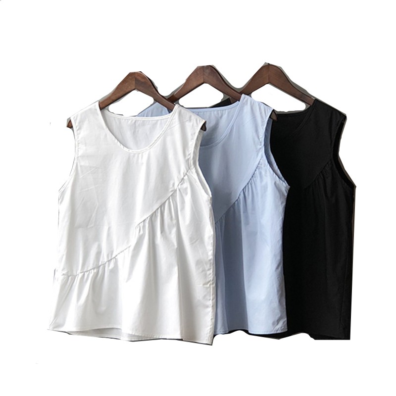 Tank top katun linen wanita, A - Shirt Camp Collar ulasan dan harga