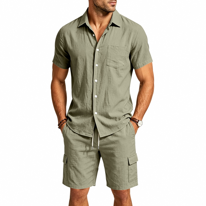 Setelan Linen Amerika Musim Pa - Linen Shirt Breathable ulasan dan harga